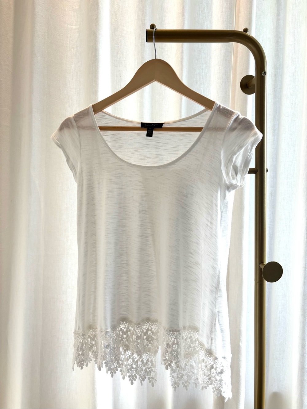 Jessica Simpson White Crochet-Hem Tank Top